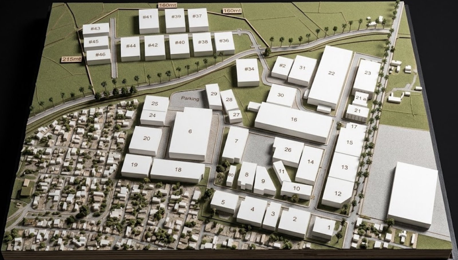 Numbered campus plan of Parque Industrial Zona Franca Navarrete