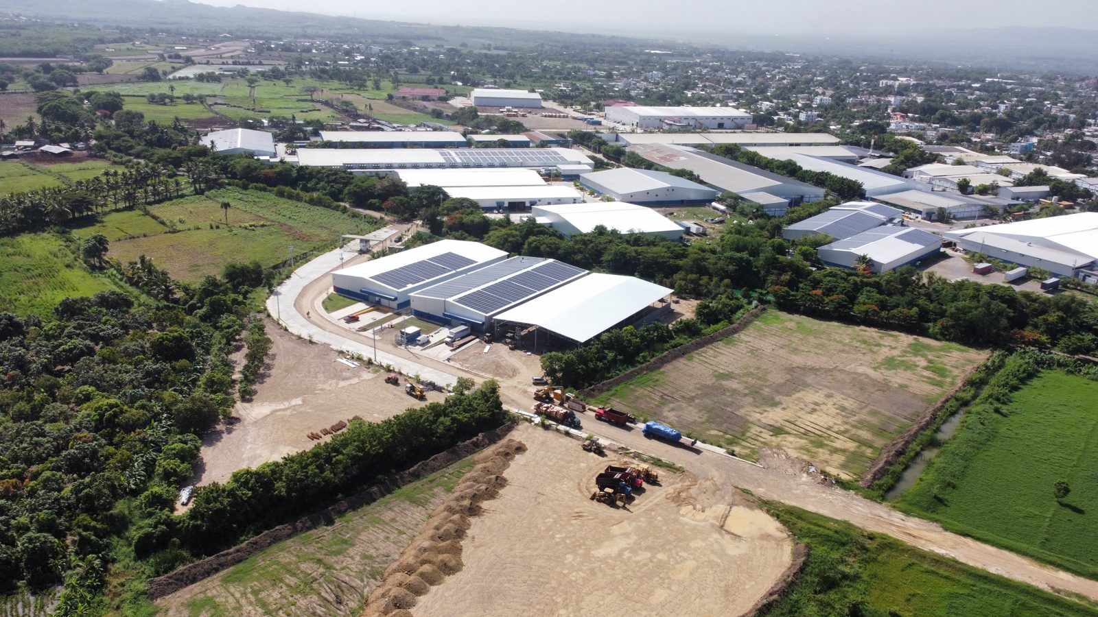 Drone aerial of the PIZFN campus with rooftop solar and new construction